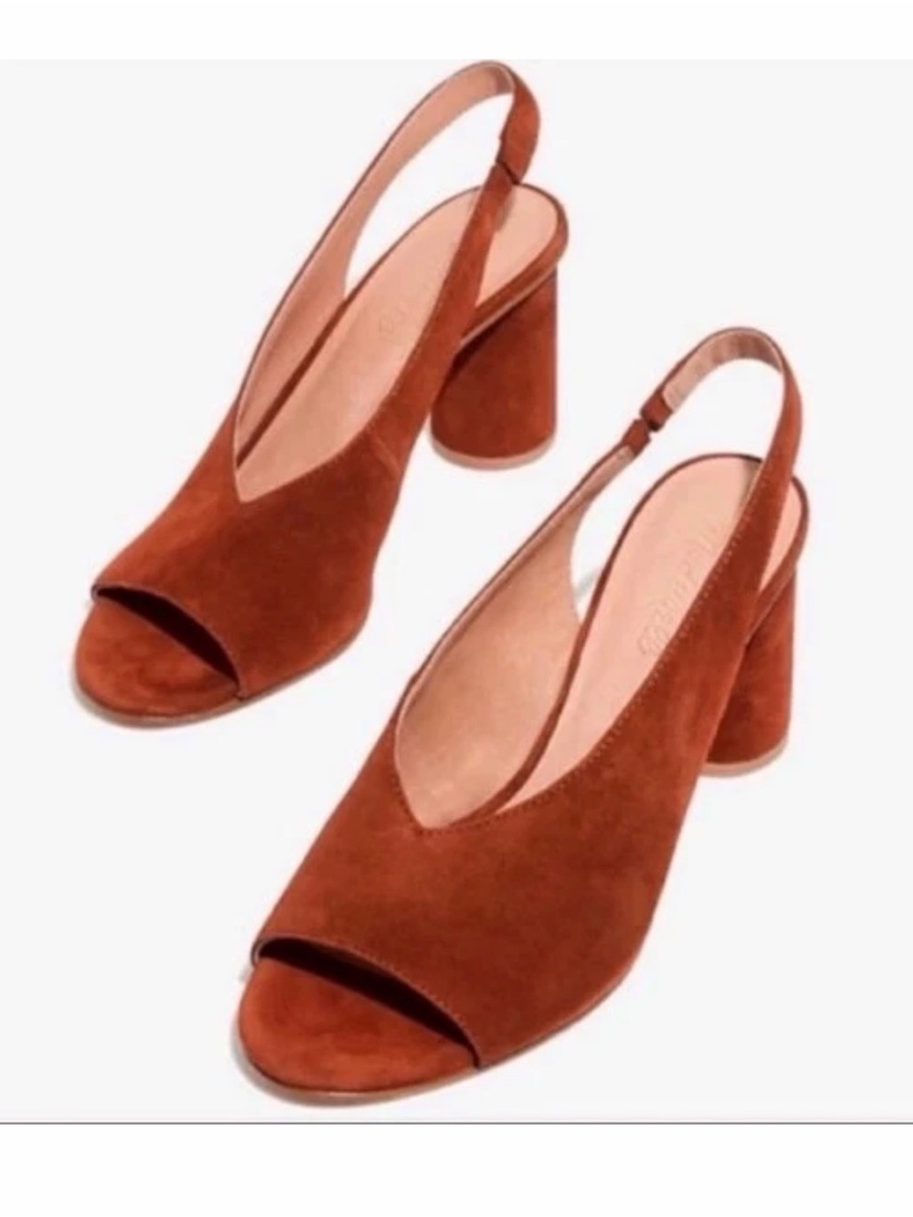 Madewell Alanna Suede Slingback Heels in Color Rust